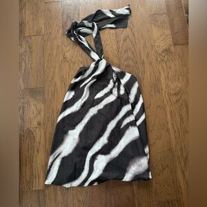 Black and White Zebra Print Halter Dress